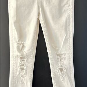 American Eagle Outfitters Women's Ripped  White Skinny Jeans
